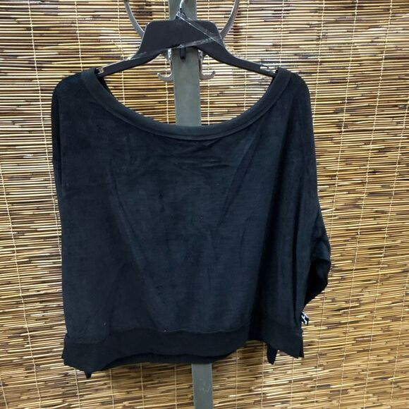 JoyLab Women's Velour Oversized Neck Sweatshirt Black‎ Size XS - Picture 2 of 3